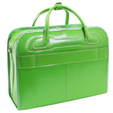 McKlein 94981 USA Willowbrook 15" Leather Patented Detachable -Wheeled Ladies' Laptop Briefcase Green