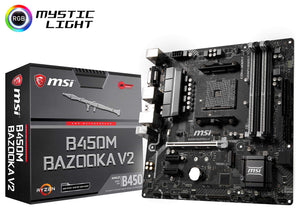 MSI Arsenal Gaming AMD Ryzen 1st and 2ND Gen AM4 M.2 USB 3 DDR4 DVI HDMI Micro-ATX Motherboard (B450M Bazooka V2)