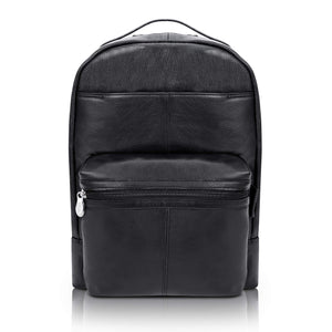 McKlein Pebble Grain Calfskin Leather, Dual Compartment Laptop Backpack, Black (88555)