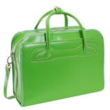 McKlein 94981 USA Willowbrook 15" Leather Patented Detachable -Wheeled Ladies' Laptop Briefcase Green