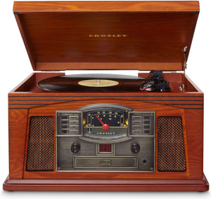 Crosley CR42D-PA Lancaster 3-Speed Turntable with Radio, CD/Cassette Player, Aux-in and Bluetooth, Paprika